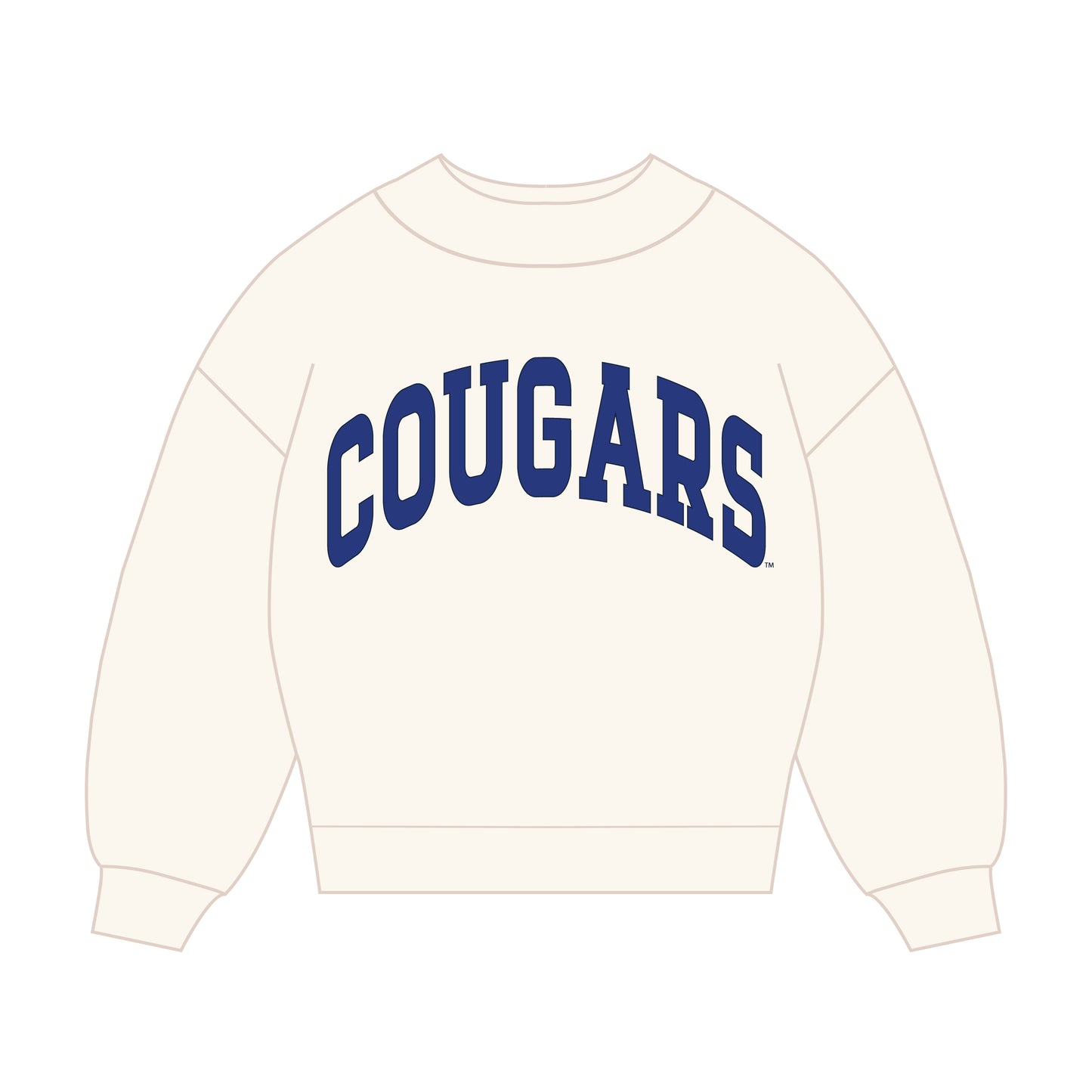 The Madi Classic Mockneck Cougars Applique | Bone