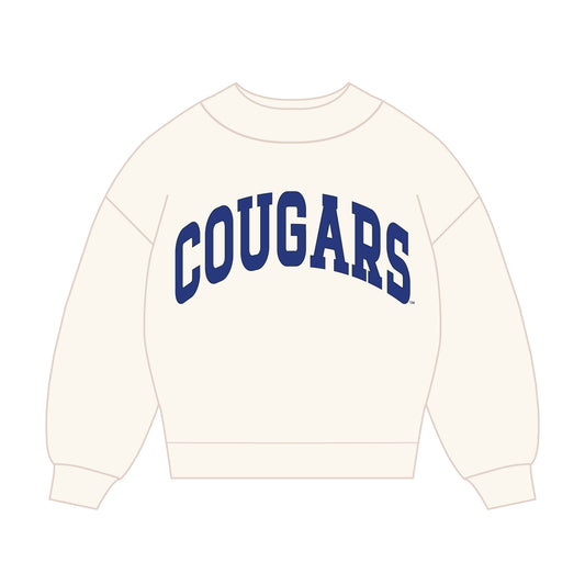 The Madi Classic Mockneck Cougars Applique | Bone