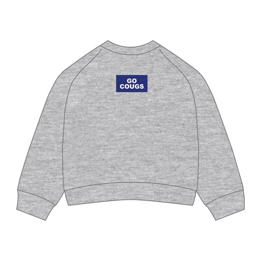 The Ava Airy Crewneck Go Cougs Woven Label | Heather Grey