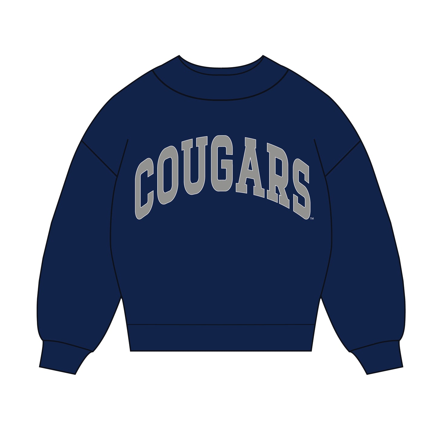 The Madi Classic Mockneck Navy Cougars Applique | Youth Navy