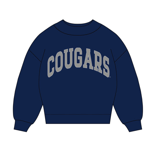The Madi Classic Mockneck Cougars Applique | Navy