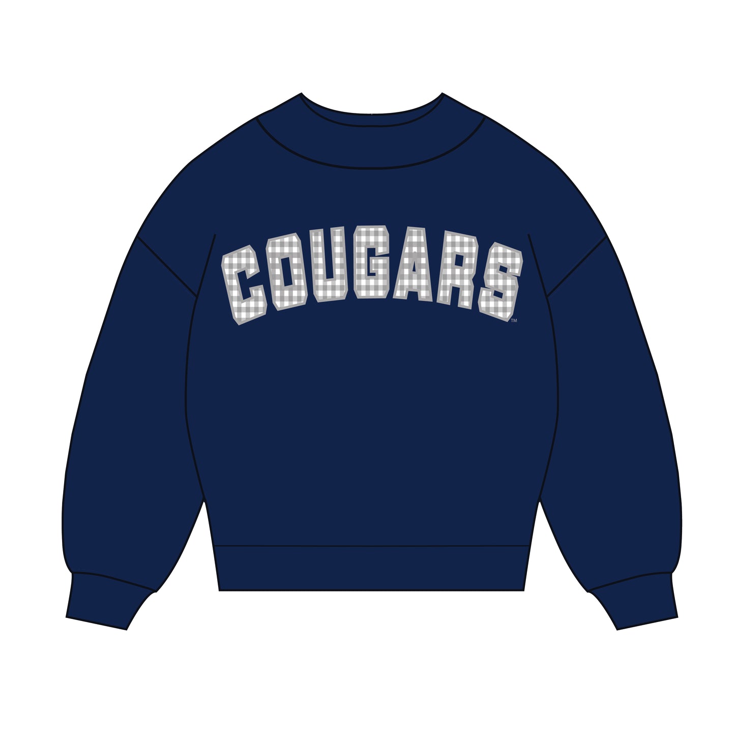 The Mallory Gingham Mockneck Cougars | Navy