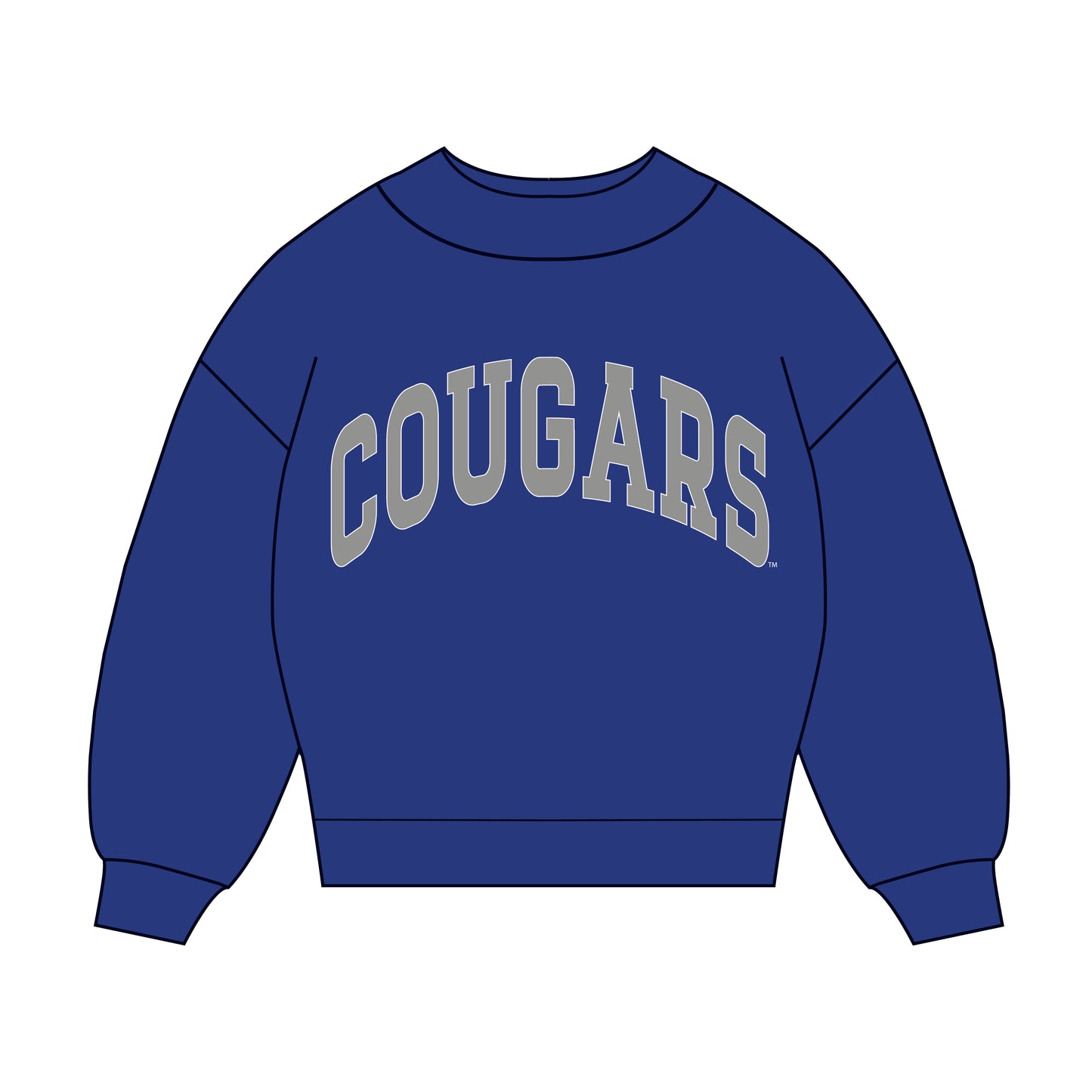 The Madi Classic Mockneck Cougars Applique | Royal