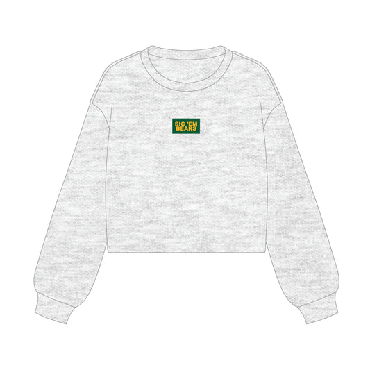The Becca Boxy Crewneck Sic 'Em Bears Woven Label | Ash