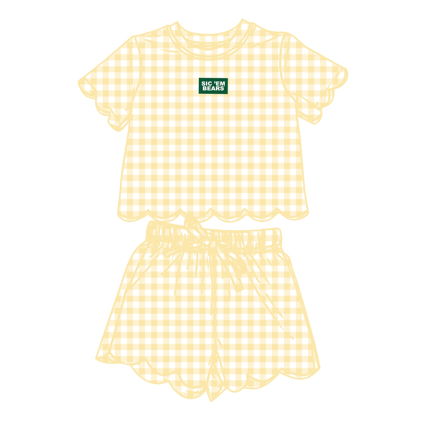 The Sue Scalloped Set Sic 'Em Bears | Youth Butter