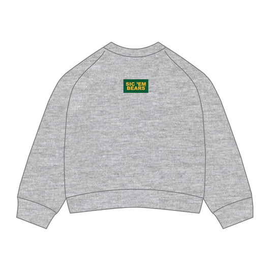 The Ava Airy Crewneck Sic 'Em Bears Woven Label | Heather Grey