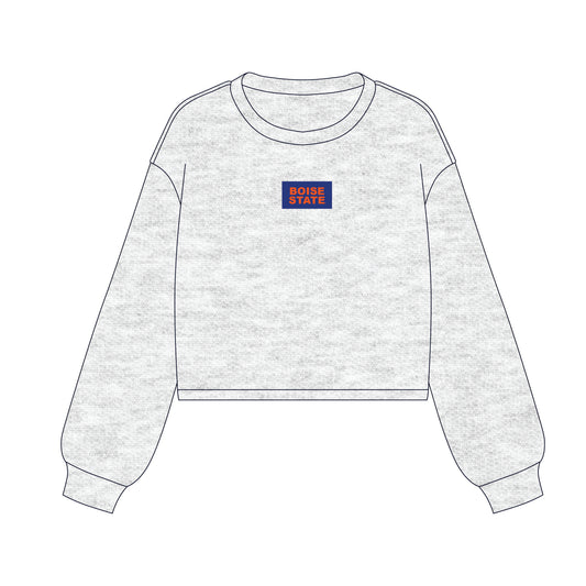 The Becca Boxy Crewneck Boise State Woven Label | Ash