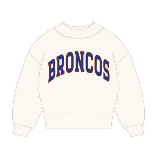 The Madi Classic Mockneck Boise State Applique | Bone