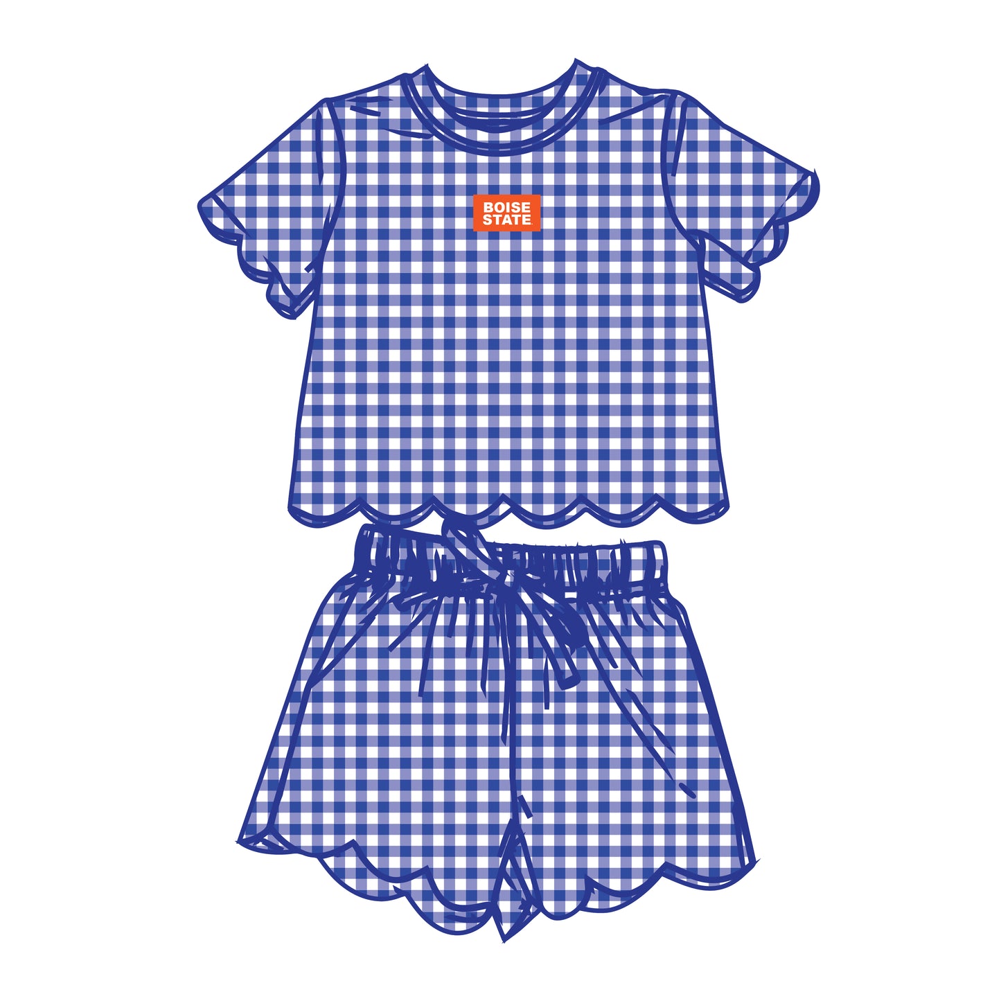 The Sue Scalloped Set Boise State | Youth Royal