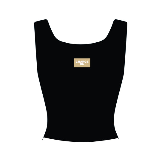 The Alli Airy Tank Charge On Woven Label | Black