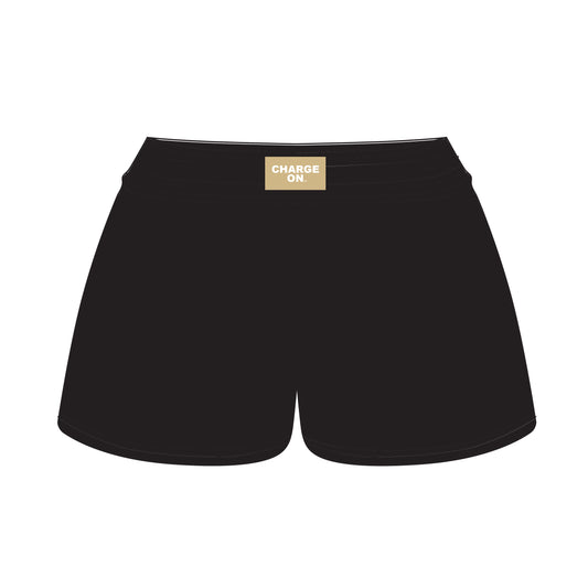 The Liz Nylon Shorts Charge On Woven Label | Black