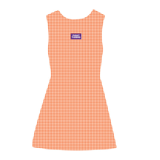 The Grace Gingham Dress Fight Tigers Woven Label | Orange