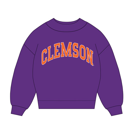 The Madi Classic Mockneck Clemson Applique | Purple