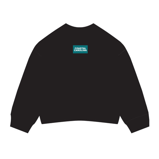 The Ava Airy Crewneck Coastal Carolina Woven Label | Black