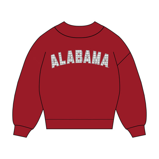 The Mallory Gingham Mockneck Alabama | Crimson