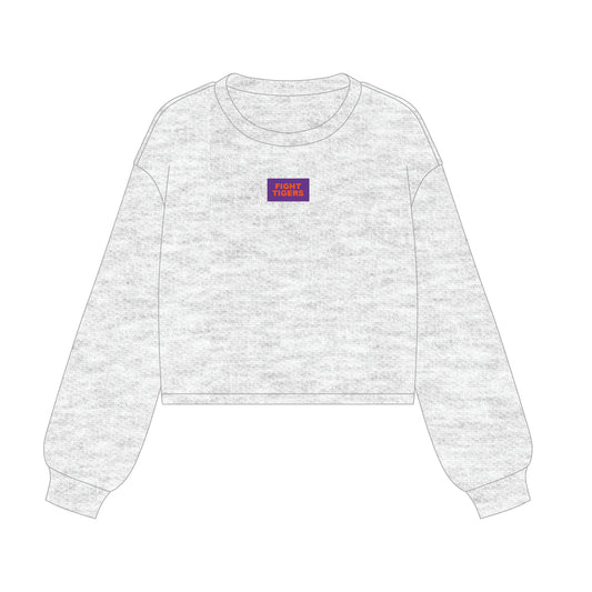 The Becca Boxy Crewneck Fight Tigers Woven Label | Ash