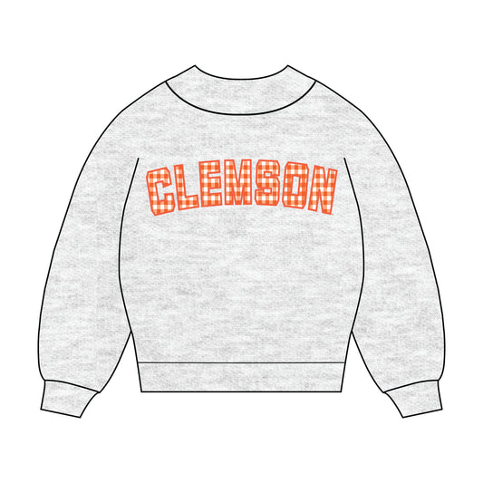 The Mallory Gingham Mockneck Clemson | Ash