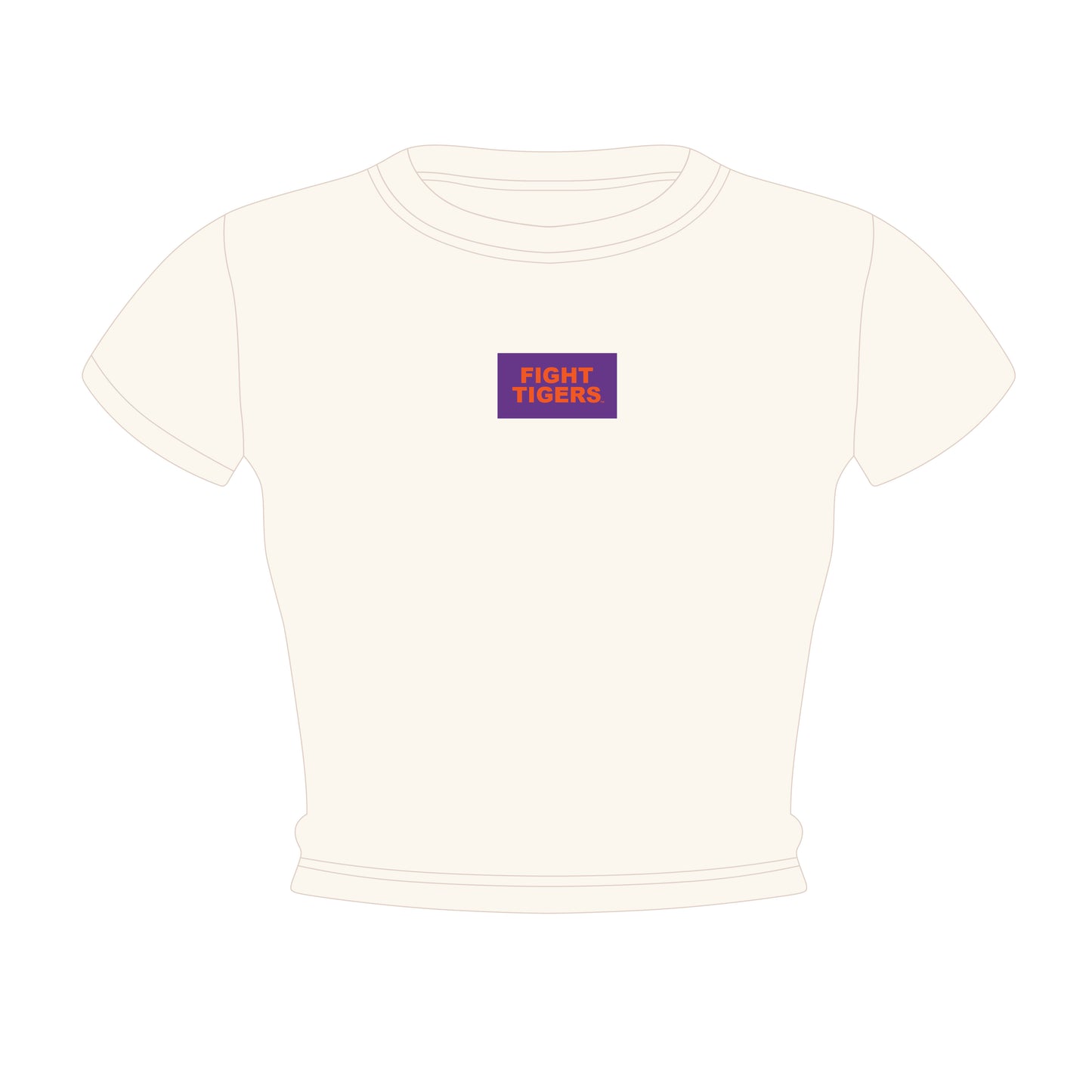 The Raegan Ribbed Baby Tee Fight Tigers Woven Label | Bone