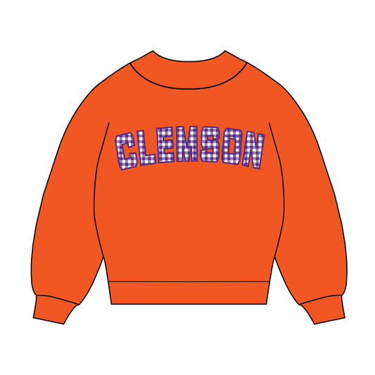 The Mallory Gingham Mockneck Clemson | Orange