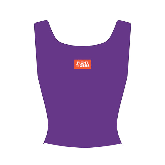 The Alli Ribbed Tank Fight Tigers Woven Label | Purple
