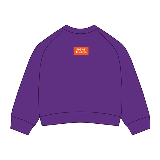 The Ava Airy Crewneck Fight Tigers Woven Label | Purple