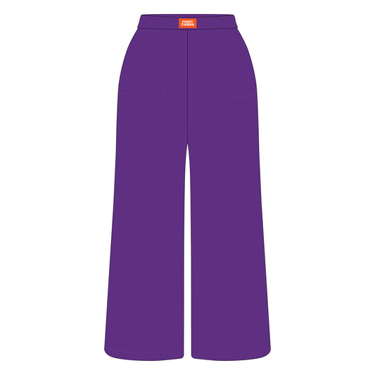 The Ava Airy Pants Fight Tigers Woven Label | Purple