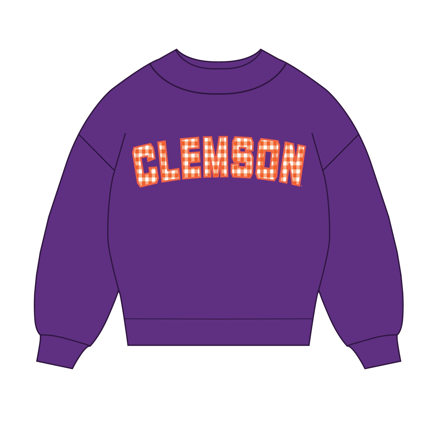 The Mallory Gingham Mockneck Clemson | Purple