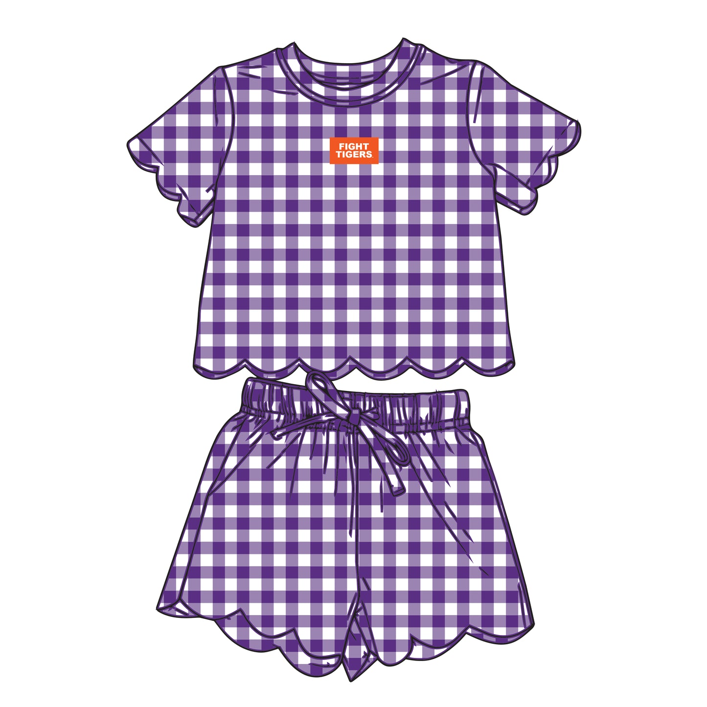 The Sue Scalloped Set Fight Tigers | Youth Purple