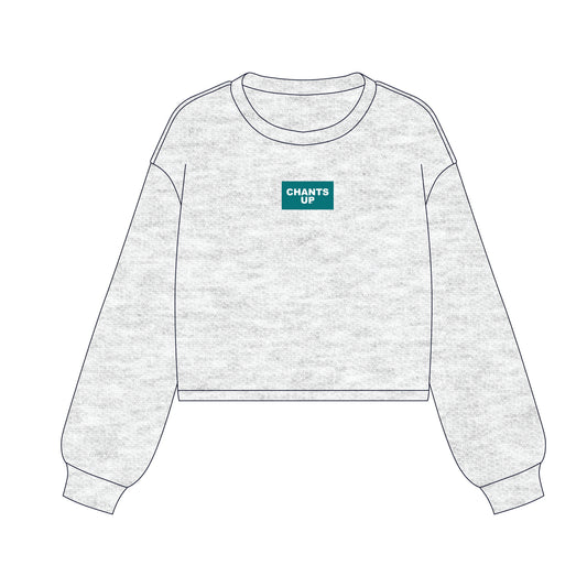 The Becca Boxy Crewneck Chants Up Woven Label | Ash
