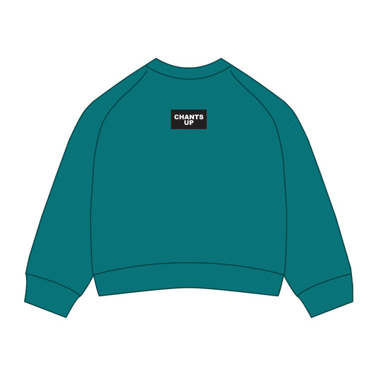 The Ava Airy Crewneck Chants Up Woven Label | Teal