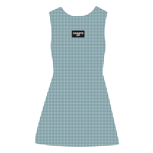 The Grace Gingham Dress Chants Up Woven Label | Teal