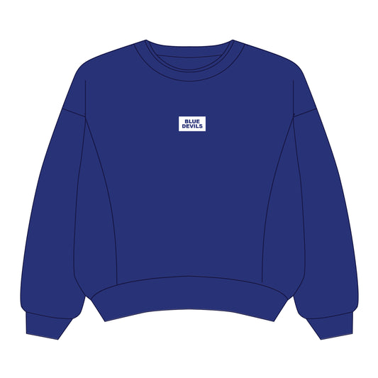 The Molly Corded Crew Blue Devils Woven Label | Royal