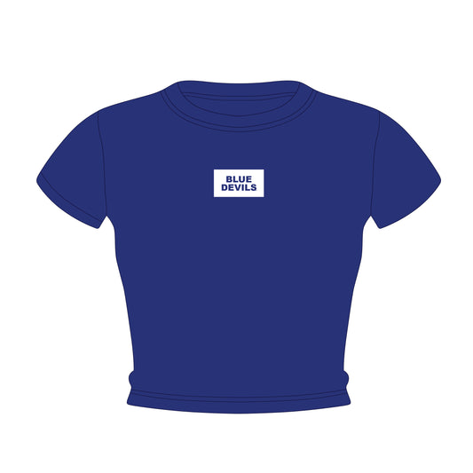 The Raegan Ribbed Baby Tee Blue Devils Woven Label | Royal