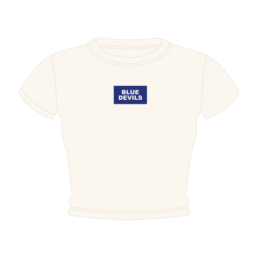 The Raegan Ribbed Baby Tee Blue Devils Woven Label | Youth Bone