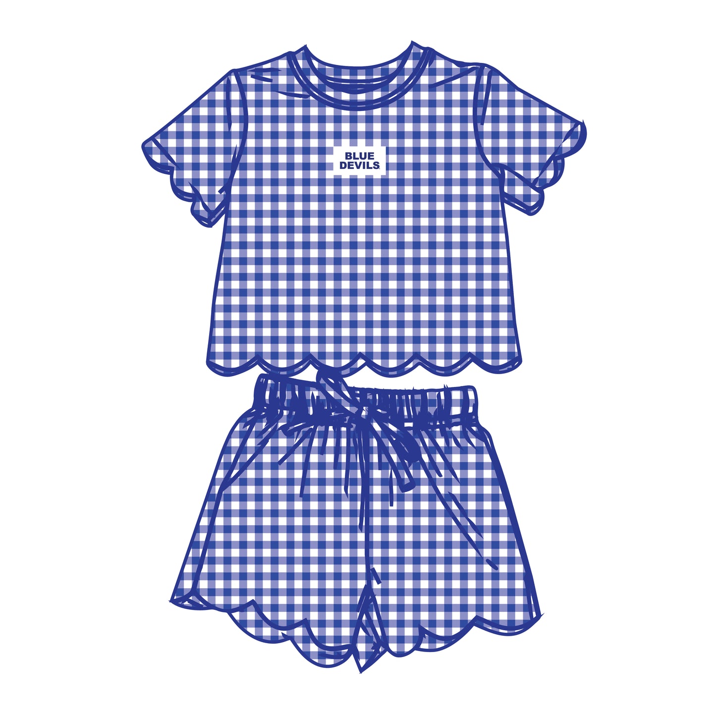 The Sue Scalloped Set Blue Devils | Youth Royal