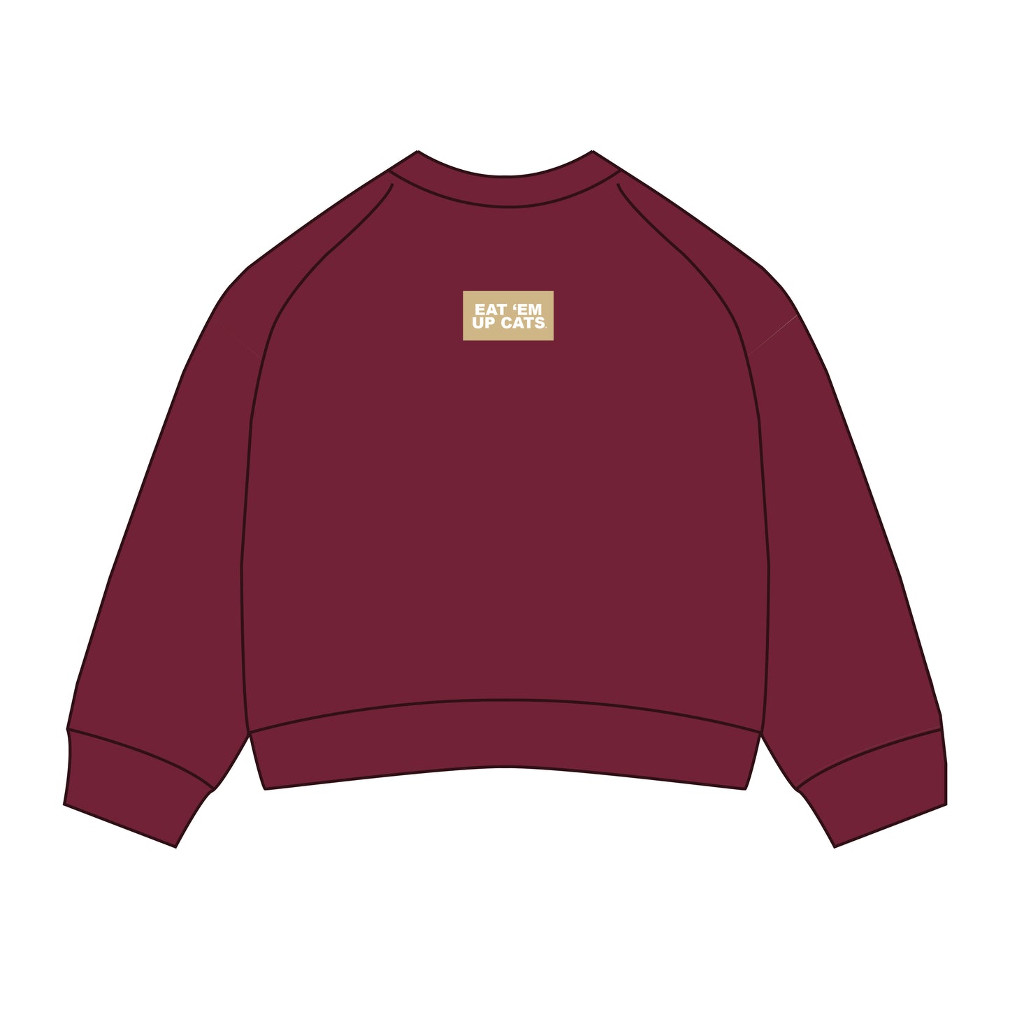 The Ava Airy Crewneck Eat 'Em Up Cats Woven Label | Maroon
