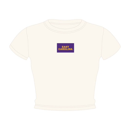 The Raegan Ribbed Baby Tee East Carolina Woven Label | Bone