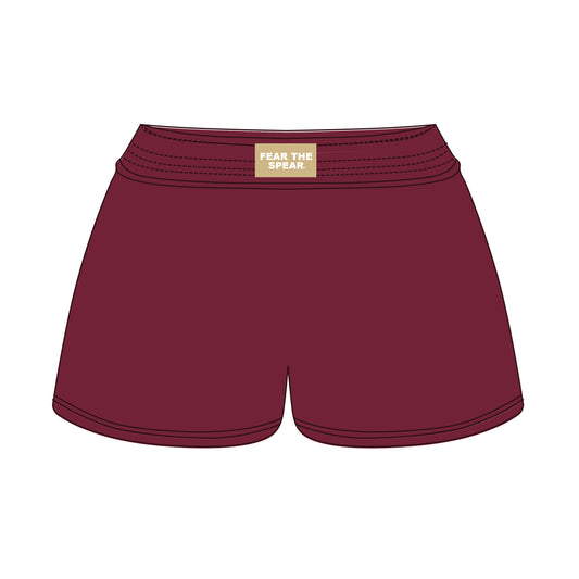 The Liz Nylon Shorts Fear The Spear Woven Label | Garnet