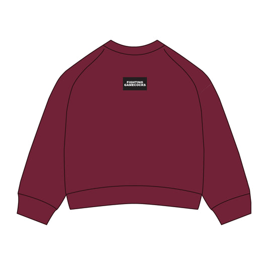 The Ava Airy Crewneck Fighting Gamecocks Woven Label | Maroon