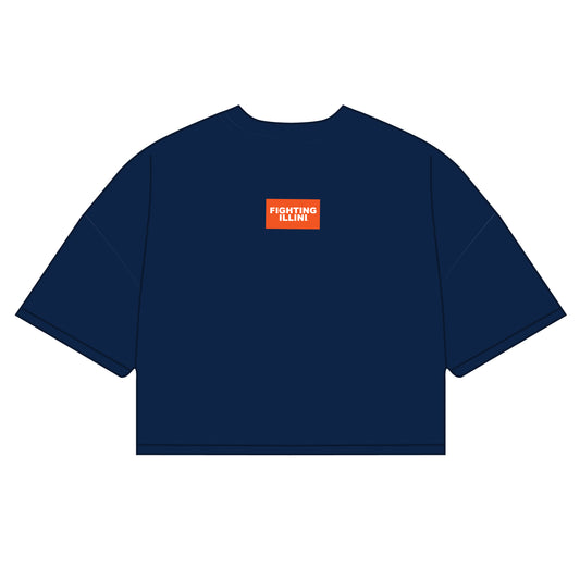 The Kristen Airy Shirt Fighting Illini Woven Label | Navy