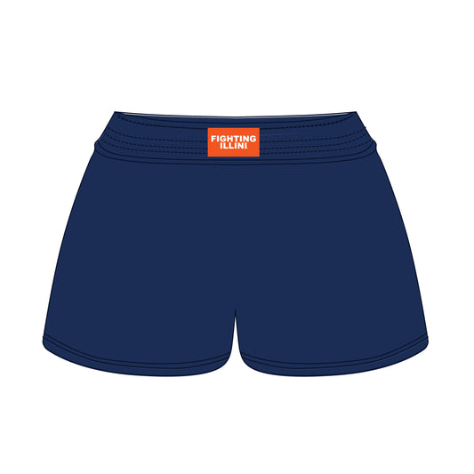 The Liz Nylon Shorts Fighting Illini Woven Label | Navy