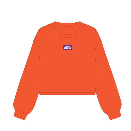The Becca Boxy Crewneck Fight Tigers Woven Label | Orange