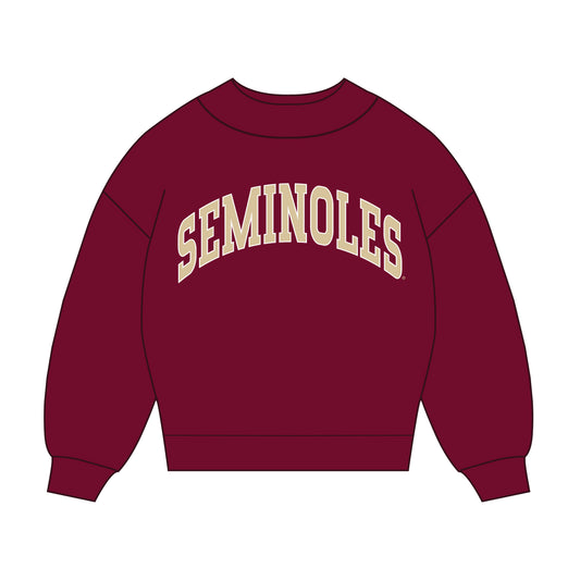 The Madi Classic Mockneck Seminoles Applique | Youth Maroon
