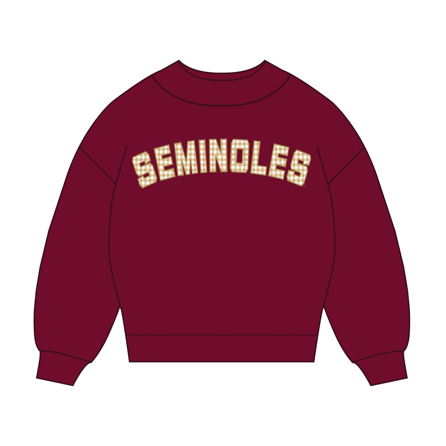 The Mallory Gingham Mockneck Florida State | Youth Garnet