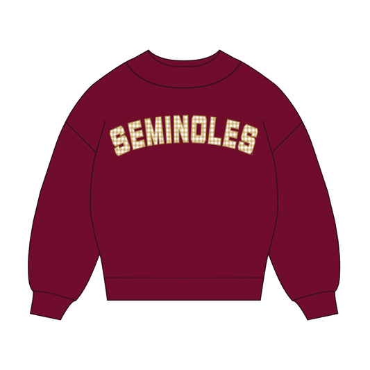 The Mallory Gingham Mockneck Florida State | Garnet