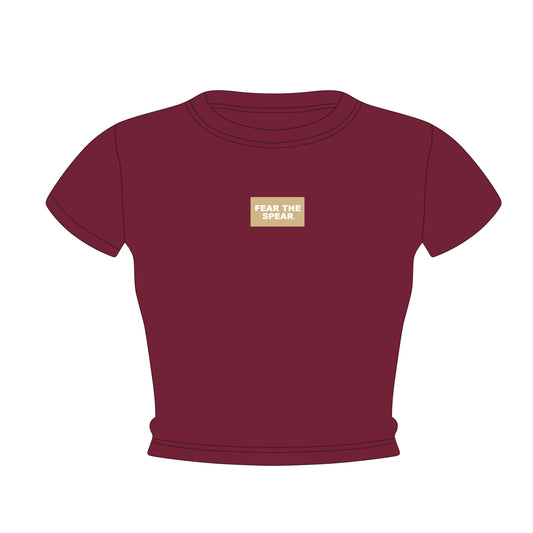 The Raegan Ribbed Baby Tee Fear The Spear Woven Label | Garnet