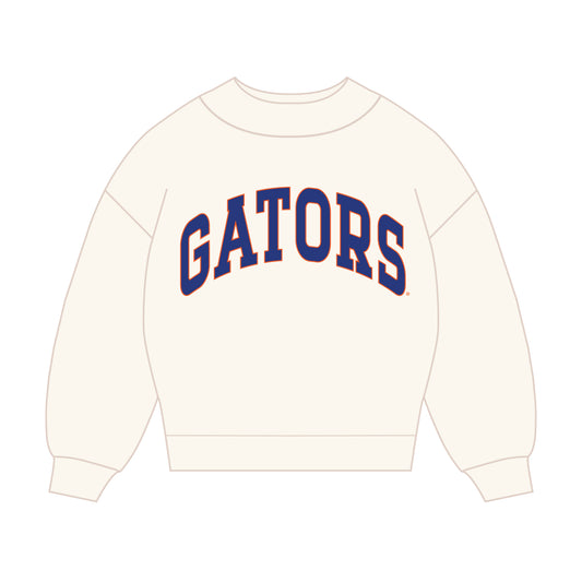 The Madi Classic Mockneck Gators Applique | Bone
