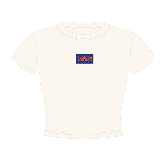 The Raegan Ribbed Baby Tee Florida Gators Woven Label | Bone
