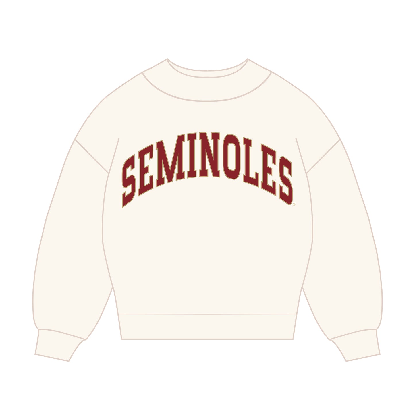 The Madi Classic Mockneck Seminoles Applique | Bone