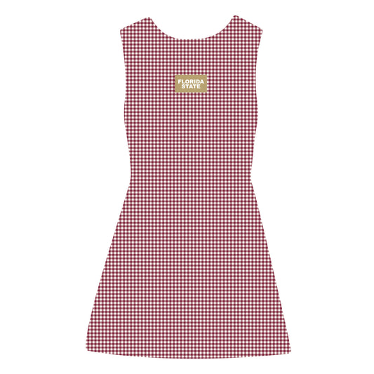 The Grace Gingham Dress Florida State Woven Label | Garnet
